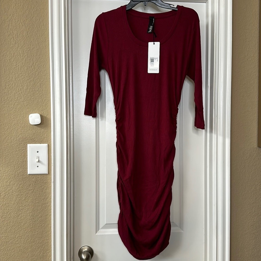 Bobi Los Angeles Burgundy‎ “Pinot” Maxi Dress w/ Side Ruching. Size Large. - Picture 2 of 7